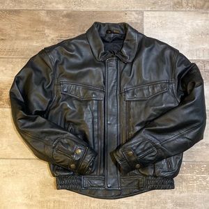 Mens First Gear Leather Motorcycle Jacket 44